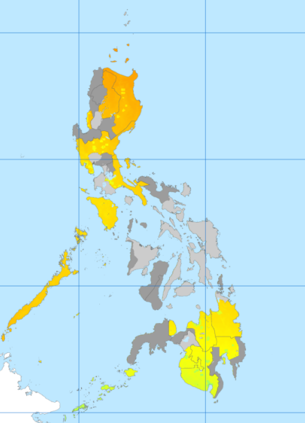 Malaria endemicity map in 2010 in Philippines