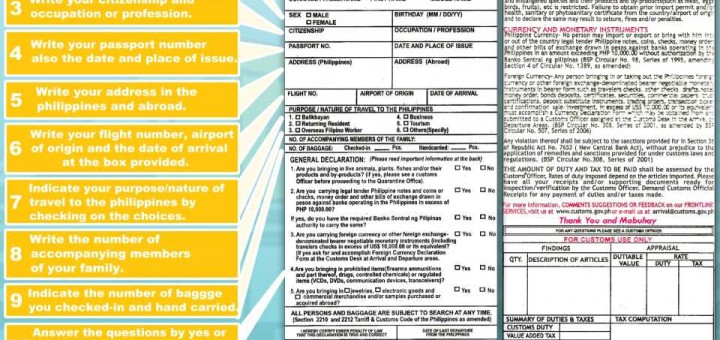 Philippine Customs Declaration Form