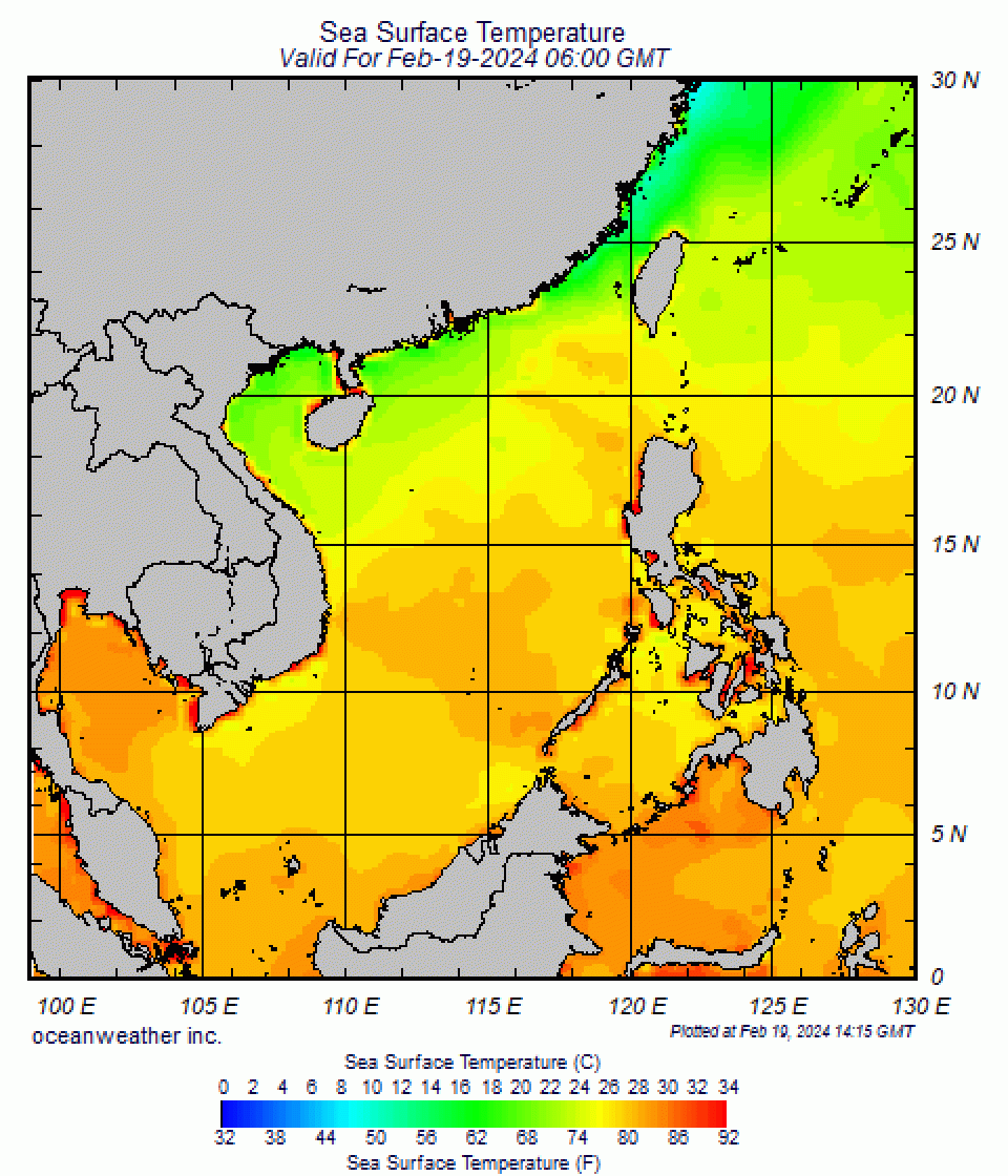 Philippines Sea Surface Temperature Map